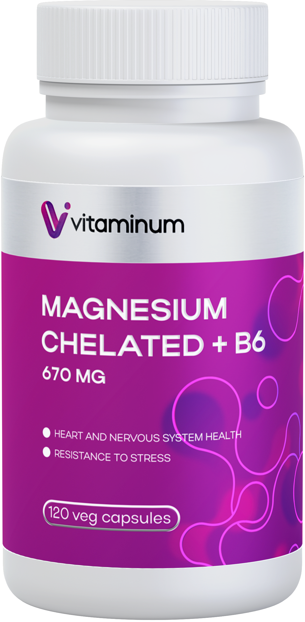  Vitaminum МАГНИЙ ХЕЛАТ + витамин В6 (670 MG) 120 капсул 800 мг  в Соликамске